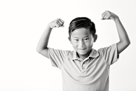 Black and white playful personality portrait
